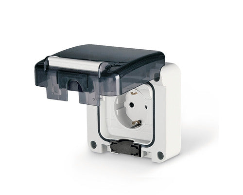 Priza Simpla Cu Impamantare Scame, Capac De Protectie Ip66, Gri