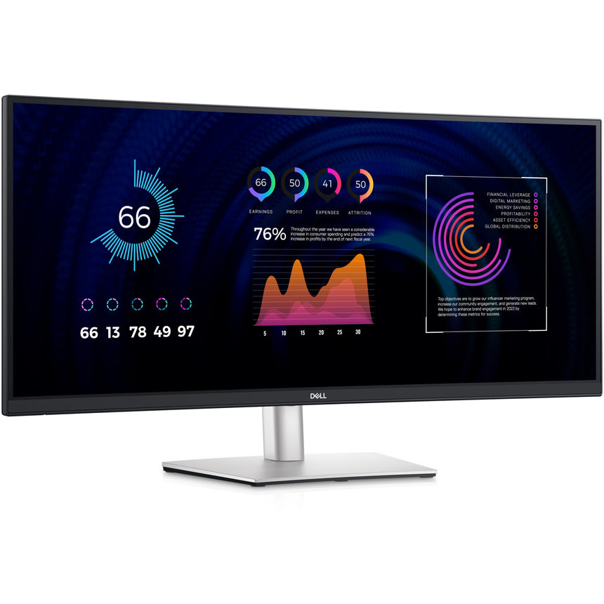 Monitor curbat IPS LED Dell 34" P3424WE, WQHD (3440x1440), HDMI, DisplayPort, Negru/Argintiu