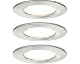 Spoturi incastrabile fixe Nova GU10 6,5W IP44, Ø78 mm, becuri LED incluse, nichel mat, pachet 3 bucati