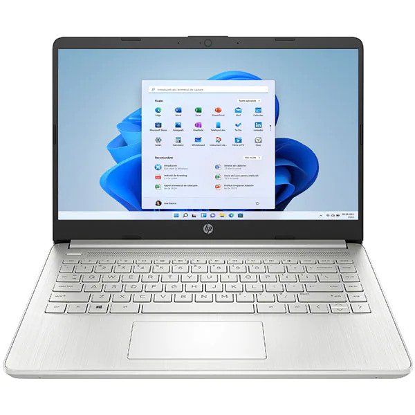 Laptop HP 14s-fq1000nq, AMD Ryzen 7 5700U pana la 4.3GHz, 14" Full HD, 16GB, SSD 1TB, AMD Radeon Graphics, Windows 11 Home, Argintiu