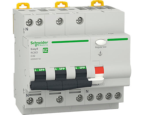 Intreruptor Automat Cu Protectie Diferentiala Schneider Easy9 Rcbo 3p+n 32a 4, 5ka/300ma, Curba C