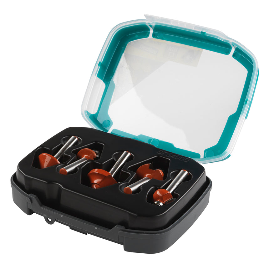Set 5 freze profilate cu rulment Wolfcraft 8754000, in cutie de plastic