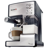 Espressor manual Breville Prima Latte VCF045X-01, 15 bari, 1.5 l, Recipient detasabil lapte 0.3 l, Argintiu