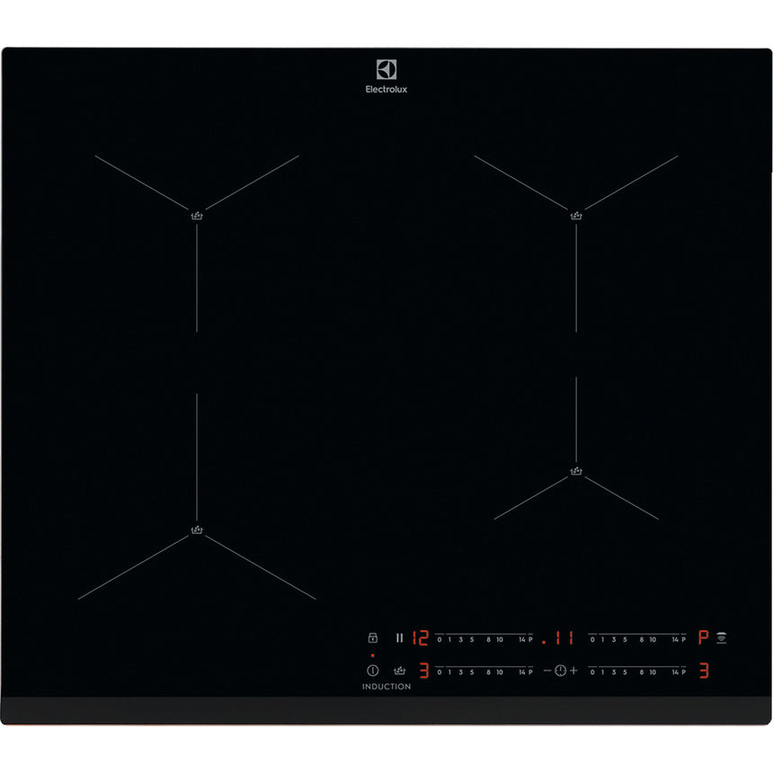 Plita incorporabila Electrolux EIS62443, Inductie, 4 zone gatit, Touch control, Conectivitate hota, 60 cm, Negru