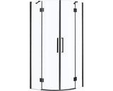 Cabina de dus semirotunda basano Romallo black R550 90 x 90 cm sticla transparenta profil negru mat