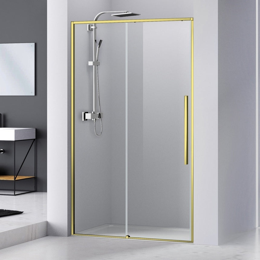 Usa dus Belform Fortuna, 140xH195 cm, cu usa glisanta, profil auriu mat
