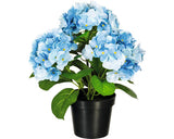 Planta Artificiala Hortensie In Ghiveci H 32 Cm Albastru/ Negru
