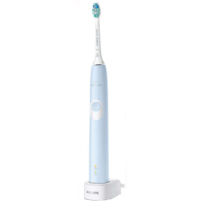 Periuta electrica sonica Philips Sonicare ProtectiveClean HX6803/04, 62000 miscari/minut, 1 mod de curatare, 2 intensitati, senzor presiune, functie BrushSync, 1 cap de periere, Albastru deschis