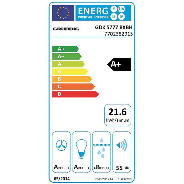 Hota decorativa GRUNDIG GDK5777BXBH, 1 motor, 740 m3/h, L 90 cm, Inox-Negru