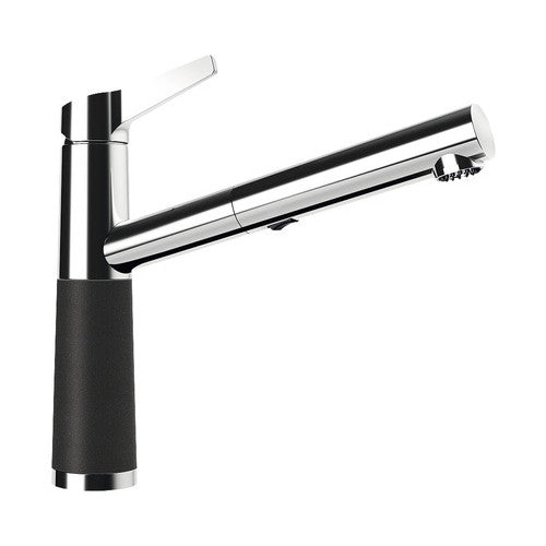 Baterie bucatarie cu dus extractibil SC-510, 2 tipuri de jet, cartus ceramic, Cristalite Nero