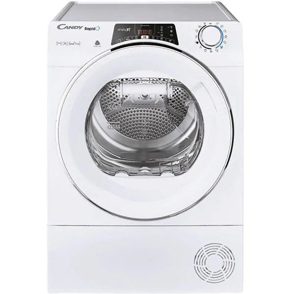 Uscator de rufe Slim Candy RO4 H7A2TCEX-S, Pompa de caldura, 7 kg, Clasa A++, Conectivitate Wi-Fi+Bt, Easy Case, Dry Senzor, Alb
