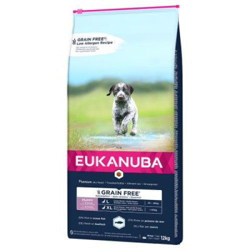 Hrana uscata pentru caini Eukanuba Grain Free Puppy Large & Giant Breed, peste oceanic, 12Kg