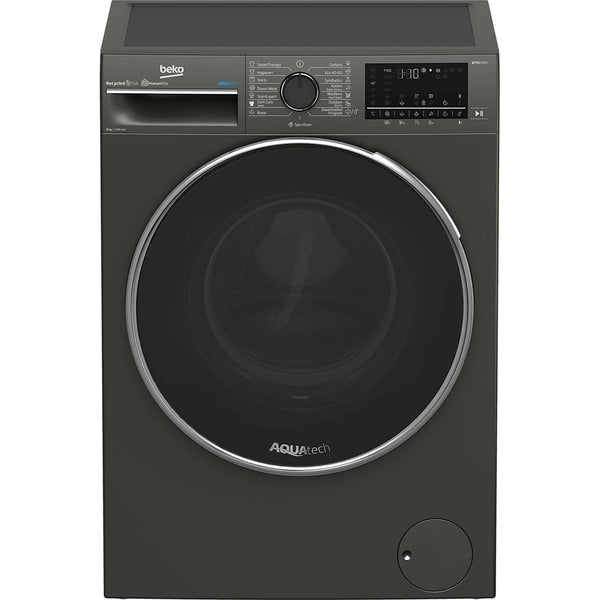 Masina de spalat rufe Beko B5WFU58418, 8 kg, 1400 rpm, Clasa A, AquaTech, SteamCure, Recycled Tub, Motor ProSmart Inverter, Homewhiz through Bluetooth, AddXtra, Steam, Negru