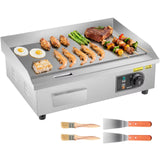 Plita Electrica Parilla 3200W, 50-300°C, Grill Profesional, 2 Pensule, 2 Spatule, Inox