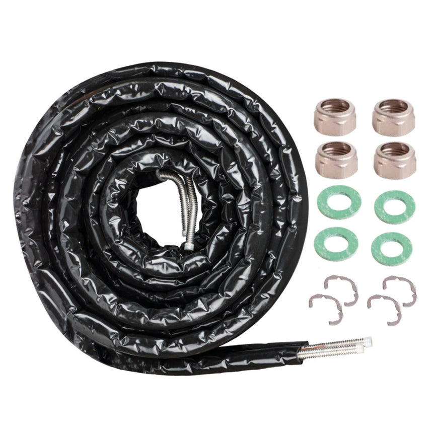 Pachet Teava Fornello din Inox Dublu, Izolata, Flexibila, Gofrata 3/4" (DN16) pentru panouri solare, Colac 10 ml (316L), Cablu senzor, Piulite Alama, Garnituri Klingherit si Saibe de strangere