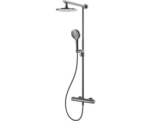 Sistem de dus cu termostat AVITAL Topino, dus fix Ø22,5 cm, para dus 3 functii, furtun dus 1,5m, grafit