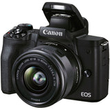 Aparat foto Mirrorless Canon EOS M50 Mark II, 24.1 MP, 4k, Wi-FI, Negru + Obiectiv EF-M 15-45mm