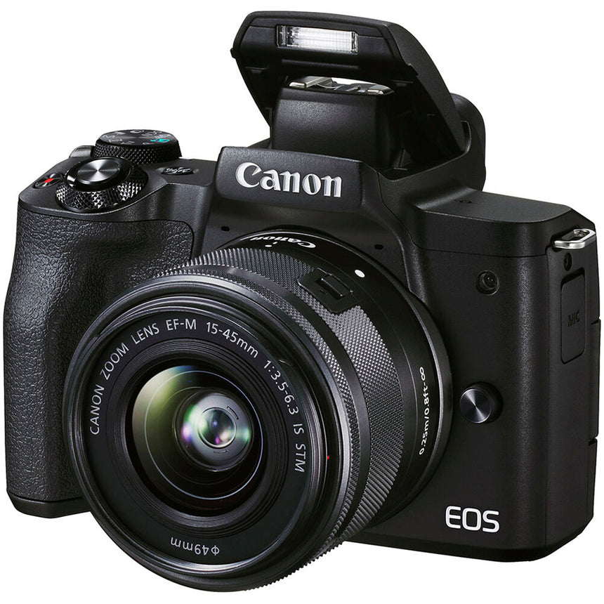 Aparat foto Mirrorless Canon EOS M50 Mark II, 24.1 MP, 4k, Wi-FI, Negru + Obiectiv EF-M 15-45mm