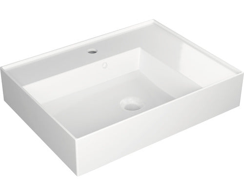 Lavoar ceramica Jungborn Quattro 61 cm, polita dreapta, alb lucios