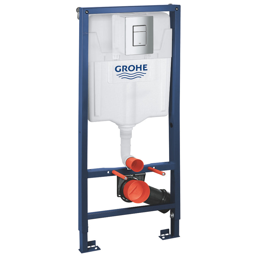 Set rezervor WC incastrat Grohe Rapid SL 3 in 1, clapeta actionare cromata Skate Cosmopolitan, suport perete, 2.6 - 9 l