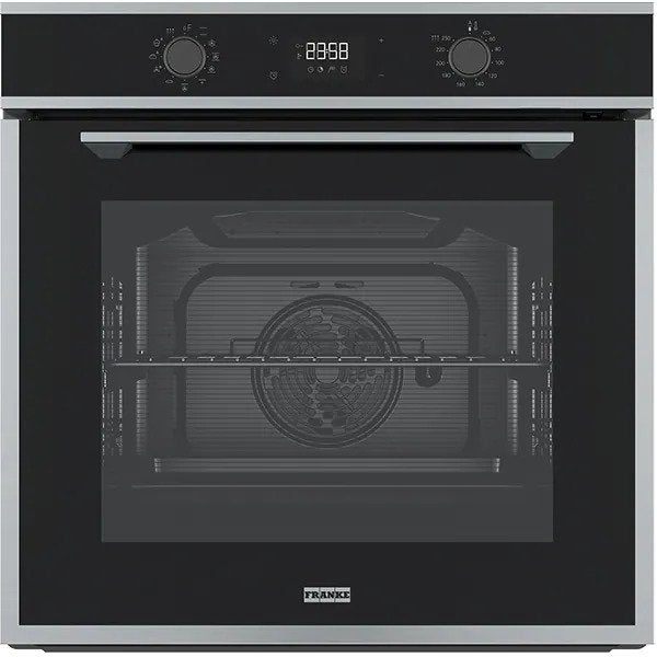 Cuptor incorporabila Franke FMA 97 P XS Inox, Electric, Autocuratare Pirolitica, 71 l, Clasa A+, 9 programe, Display LCD si Butoane Push, Grill, Termostat, Negru/Inox