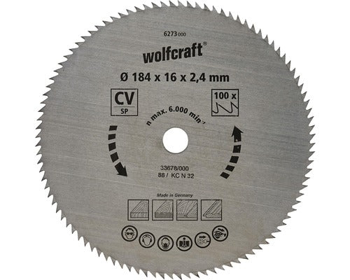 Disc Fierastrau Circular Wolfcraft Ø184x2, 4x16 Mm 100 Dinti