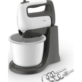 Mixer cu bol Tefal Prep'Mix+ HT464138, 500W, bol 2.5L auto-rotativ, 5 trepte viteza si functie turbo, 2 teluri inox, 2 carlige inox, alb