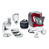 Robot de bucatarie Bosch MUM5X720, cu cantar integrat, 1000 W, Bol otel inoxidabil 3.9 l, blender 1.25 l, 7 viteze+impulse, mixare planetara 3D, rosu