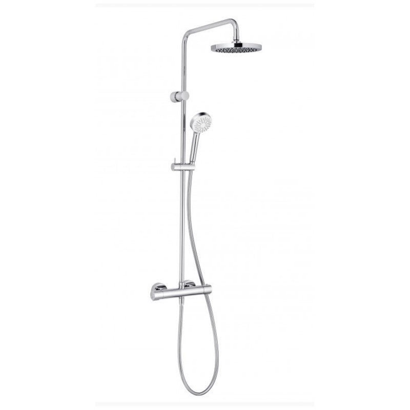 Baterie de baie termostatica cu set de dus Kludi Logo 6809405-00, Dus fix si para mobila, Cartus termostatic, Crom