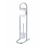 Perie wc, Frandis, Suport pentru hartie igienica, Metal, Crom, 16 x 29 x 79 cm