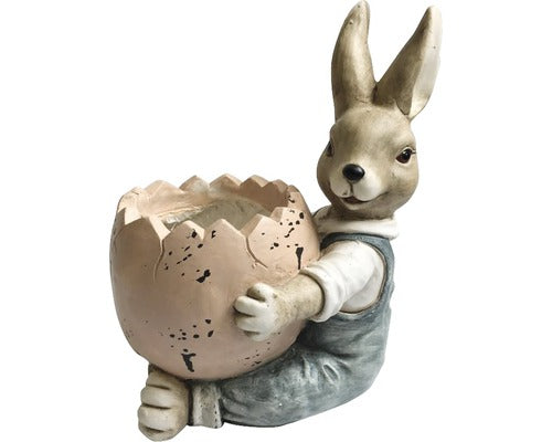 Figurina Decorativa Iepure Baiat Cu Ou De Paste 30, 5x23x56 Cm