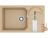 Pachet Chiuveta Bucatarie Granital Alveus Record 40 Beige + Baterie Kati + Dozator