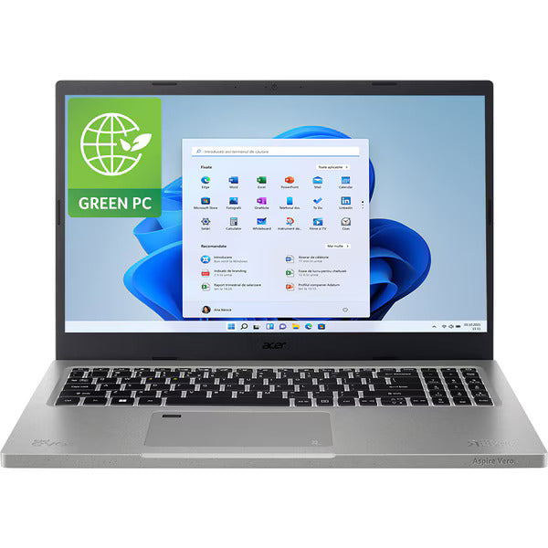 Laptop Acer Aspire Vero AV15-52-50MA, Intel Core I5-1235u Pana La 4.4ghz, 15.6" Full Hd, 8gb, Ssd 512gb, Intel Iris Xe, Windows 11 Home, Iron