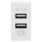 Priza USB Dubla Gewiss System GW20362 A+A 5V 3A 1 Modul Alb