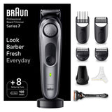 Aparat de tuns barba, Braun, Otel, Autonomie 100 min, Negru/Gri