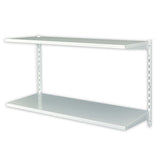 Raft metalic de perete cu 2 polite, ajustabil, 80x40x50 cm Alb