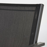 Scaun de gradina Barbana, metalic, cadru din aluminiu negru, culoare negru, 56 x 86 x 59 cm