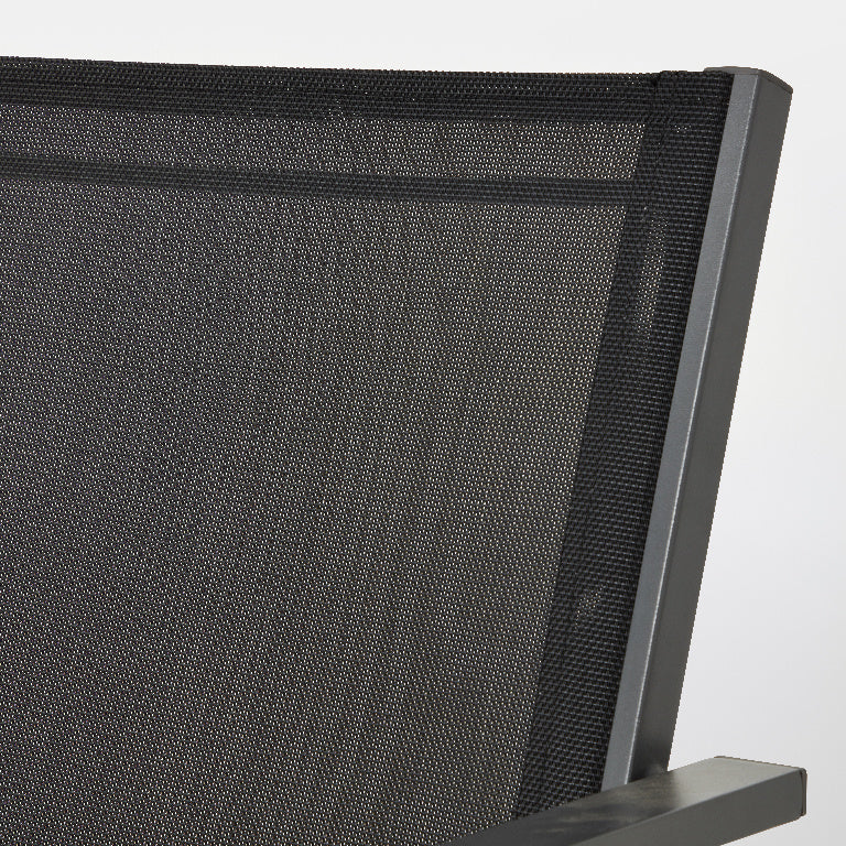 Scaun de gradina Barbana, metalic, cadru din aluminiu negru, culoare negru, 56 x 86 x 59 cm