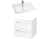Set baza mobilier Cersanit 834 Gala City 50 + Lavoar, 2 sertare, inchidere cu amortizare, manere cromate, 49.4x44.2x44.7 cm, Alb
