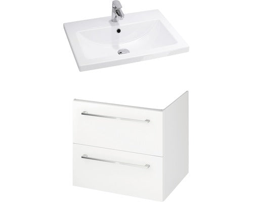 Set baza mobilier Cersanit 834 Gala City 50 + Lavoar, 2 sertare, inchidere cu amortizare, manere cromate, 49.4x44.2x44.7 cm, Alb