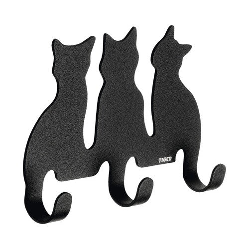 Cuier baie Cats, cu 3 agatatori, montaj pe perete, negru