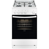 Aragaz Zanussi ZCG510Q1WA, Gaz, 4 arzatoare, Aprindere electrica plita + cuptor, Siguranta plita/cuptor, 50 cm, Alb