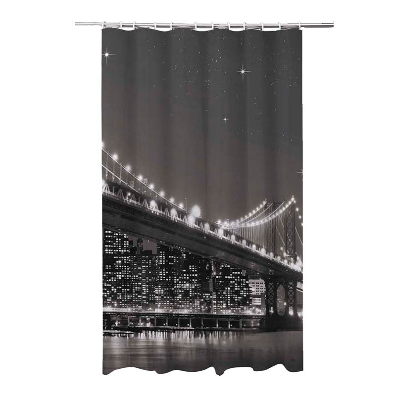 Perdea dus textila, Frandis, 180x200 cm, poliester, alb/negru, model Bridge