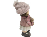 Decoratiune Lafiora Fetita Cu Felinar Din Piatra Artificiala H 42 Cm Roz