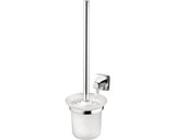 Perie WC cu suport Bisk Ice, suspendata, sticla mata/crom
