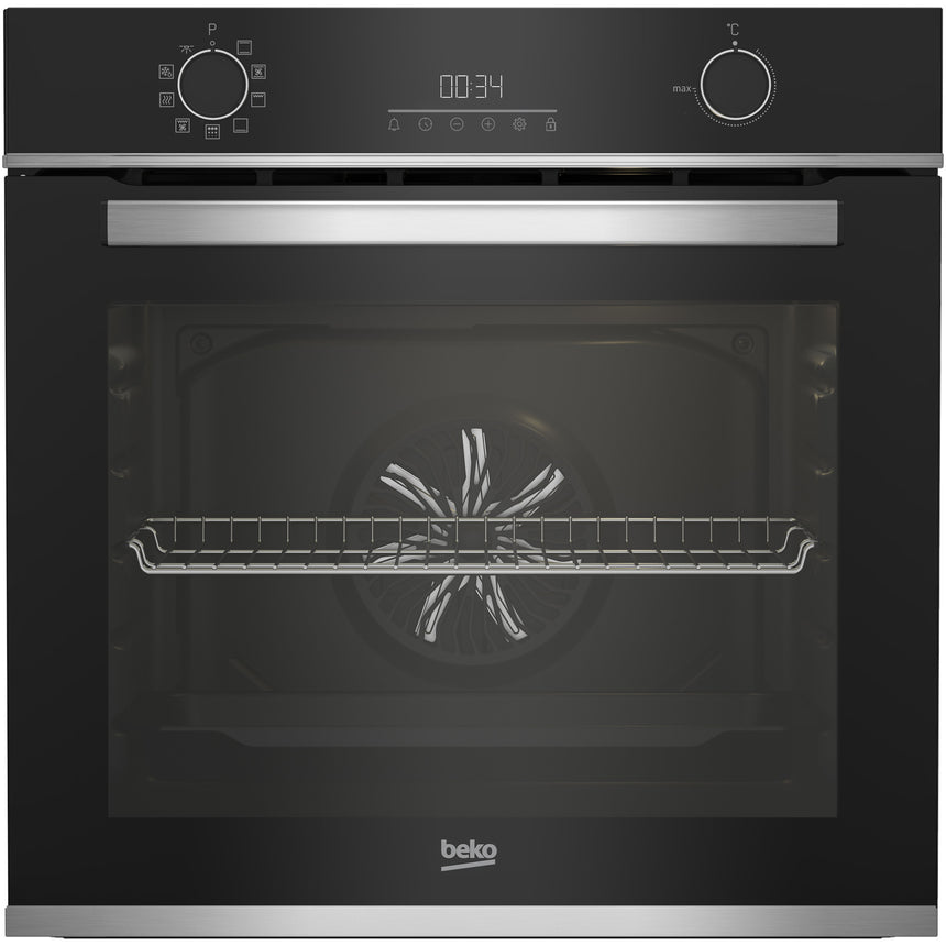 Cuptor incorporabil Beko BBIE13301XFP, Electric, 71 l, Grill, Timer, Autocuratare pirolitica, AEROperfect, RecycledNet, SteamShine Cleaning, Clasa A, Negru