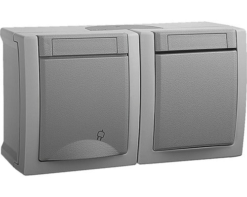 Intrerupator & Priza Panasonic Pacific Ip54 Gri, Montaj Aplicat Orizontal