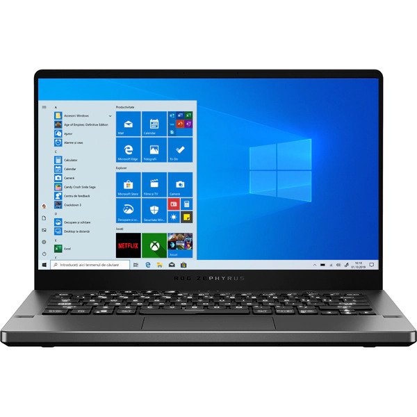 Laptop Gaming ASUS ROG Zephyrus G14 AniMe Matrix GA401IV-HE129R, AMD Ryzen 9 4900HS pana la 4.3GHz, 14" Full HD, 16GB, SSD 1TB, NVIDIA GeForce GTX 1660Ti Max-Q 6GB, Windows 10 Pro, Gri Inchis