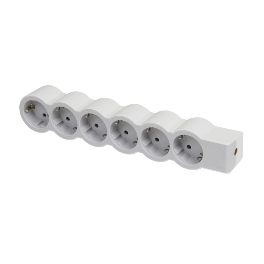 Multipriza Legrand Standard Revolution, 6 prize, 16A, 230V, fara cordon, Alb/Gri