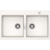 Chiuveta granit Schock Horizont N-200 Cristadur Polaris 860 x 500 mm cu sifon automat, granit, montare pe blat, alb polar
